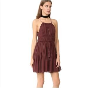 Cinq a Sept Lotus Brown Tiered Sleeveless Dress Size XS